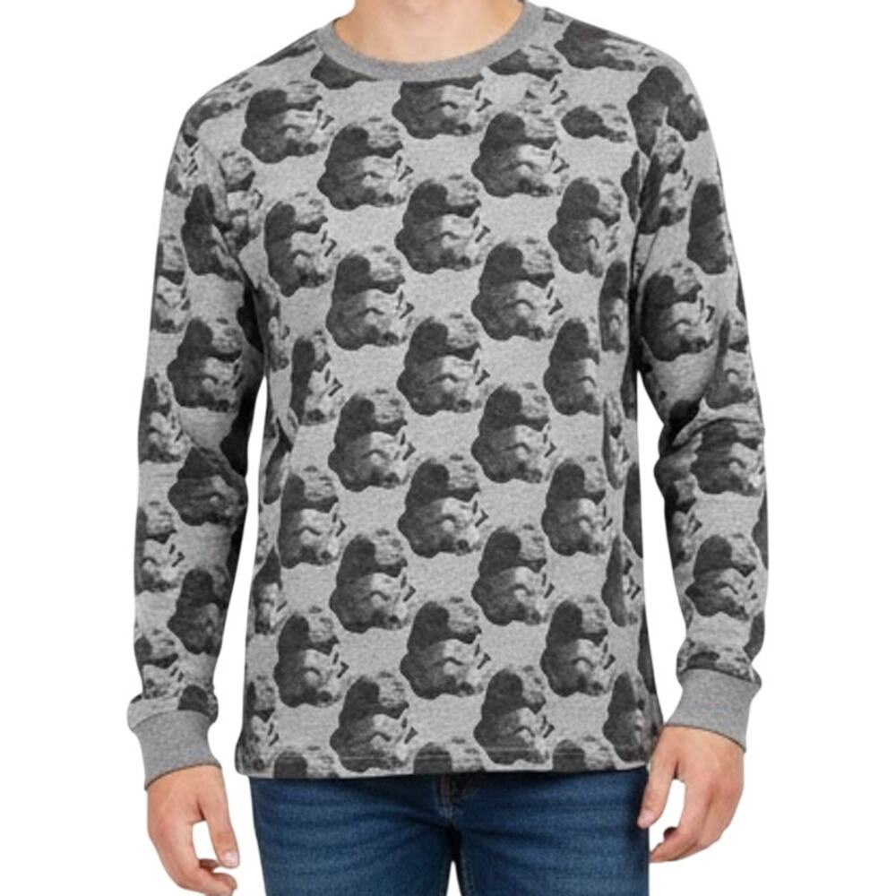 Star Wars Stormtrooper Crew Neck Pattern Gray PJ Men's Long Sleeve T-Shirt sz L